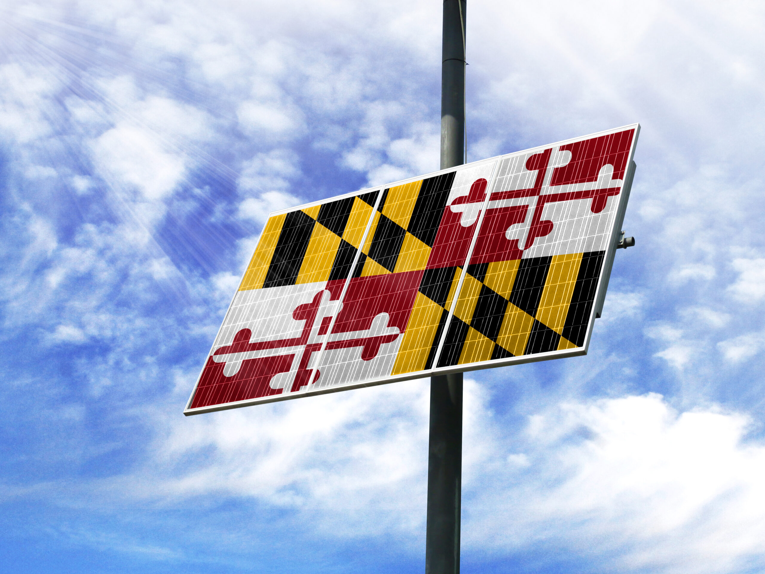 Maryland flag on solar panel